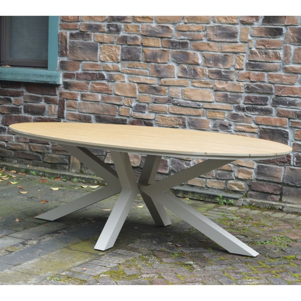 Dallas/Calgary beige dining tuinset | 6 personen | polywood + touw | 220cm