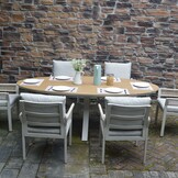 Dallas/Calgary beige dining tuinset | 6 personen | polywood + touw | 220cm