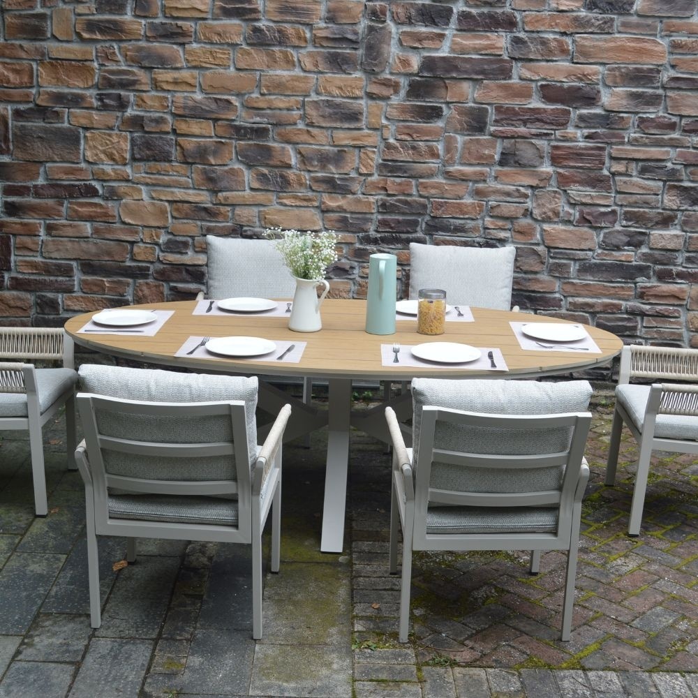 Dallas/Calgary beige dining tuinset | 6 personen | polywood + touw | 220cm