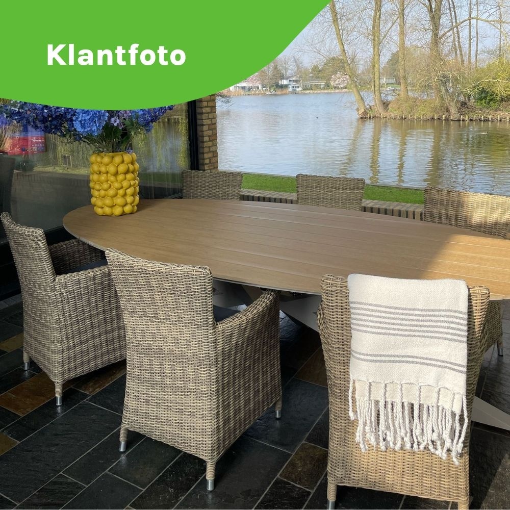 Dallas/Calgary beige dining tuinset | 6 personen | polywood + touw | 220cm