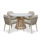BUITEN living Elzas/Cleveland beige dining tuinset | 4 personen | polystone + aluminium | Ø135cm rond