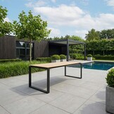 Helsinki/Femke beige/antraciet dining tuinset | 6 personen | polywood + touw | 210cm