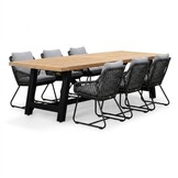 James/Portofino Stone Grey dining tuinset | 6 personen | teakhout + touw | 260cm