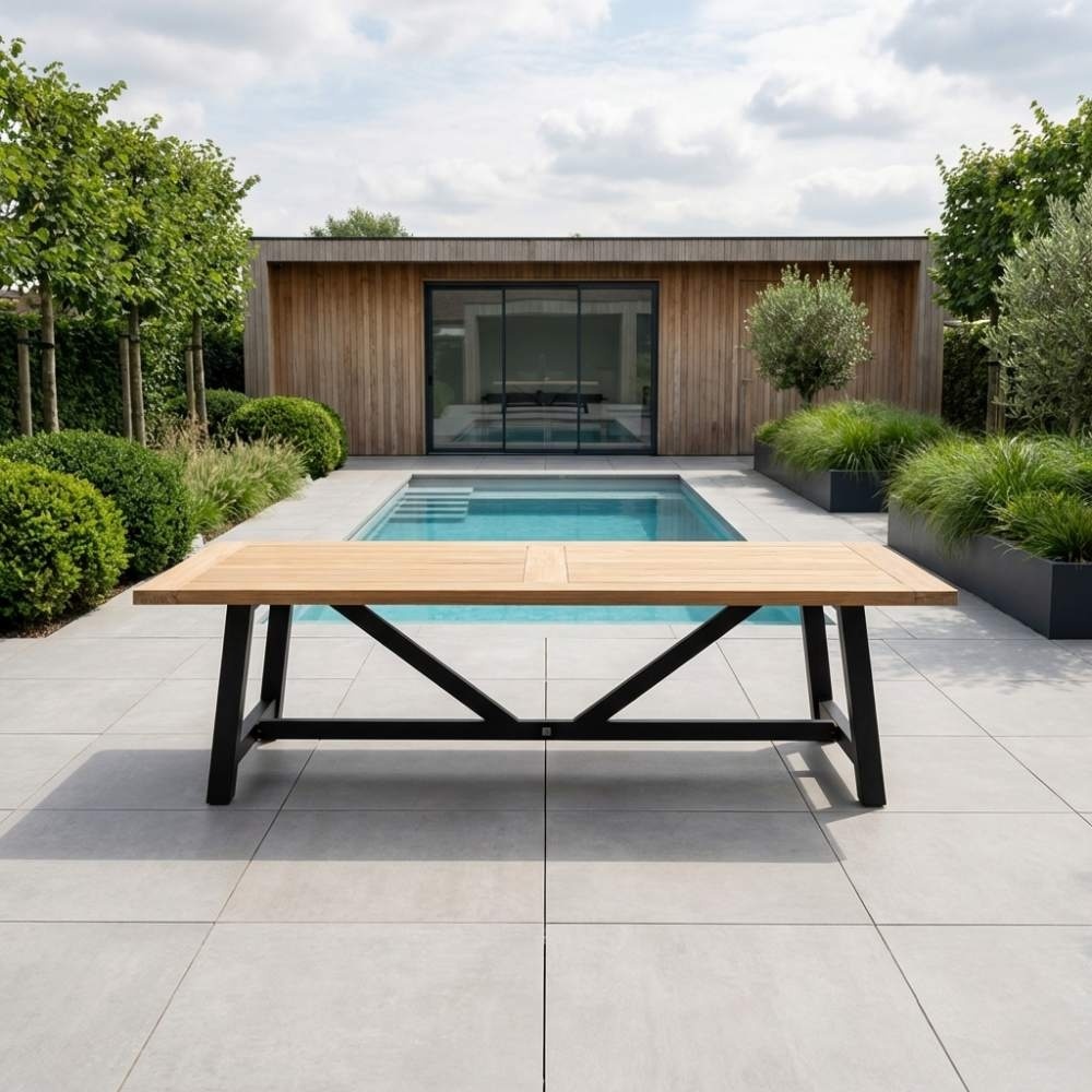 James/Portofino Stone Grey dining tuinset | 6 personen | teakhout + touw | 260cm