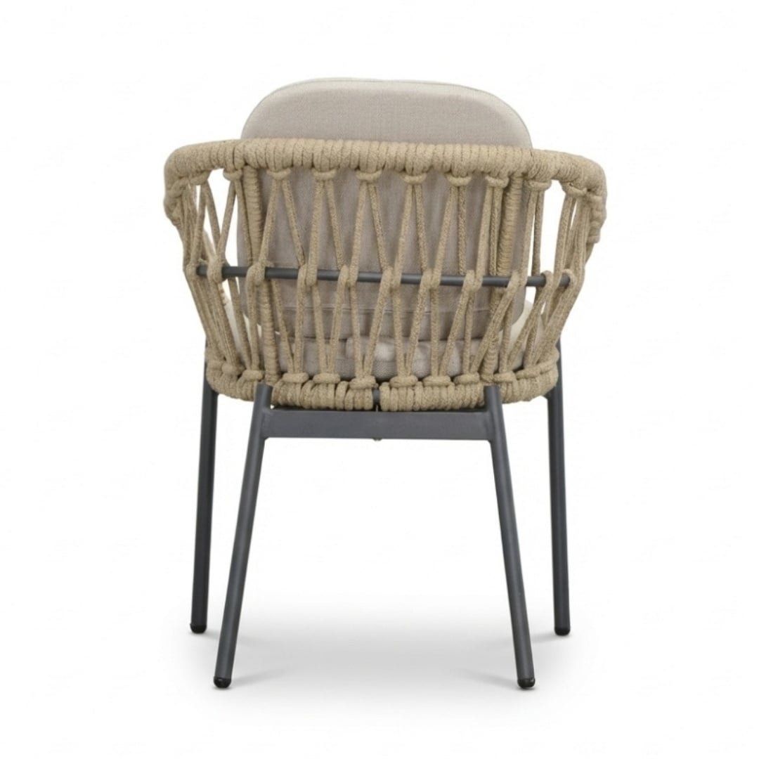 Kampa/Femke beige/antraciet dining tuinset | 6 personen | polywood + touw | 210cm