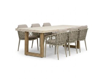 Laurenne/Cleveland beige dining tuinset | 6 personen | polystone + aluminium | 250cm