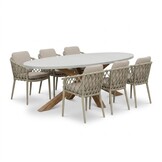 Livorno/Cleveland beige dining tuinset | 6 personen | polystone + aluminium | 240cm
