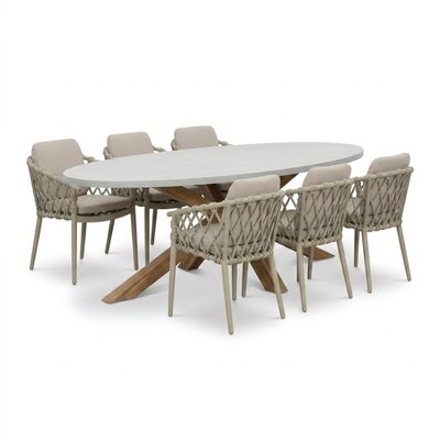 Livorno/Cleveland beige dining tuinset | 6 personen | polystone + aluminium | 240cm
