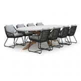 Livorno/Portofino Stone Grey dining tuinset | 8 personen | polystone + touw | 280cm