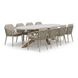 Livorno/Cleveland beige dining tuinset | 8 personen | polystone + aluminium | 280cm