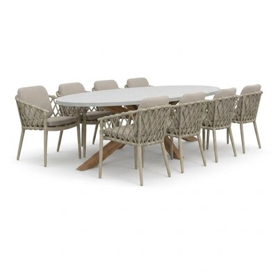Livorno/Cleveland beige dining tuinset | 8 personen | polystone + aluminium | 280cm