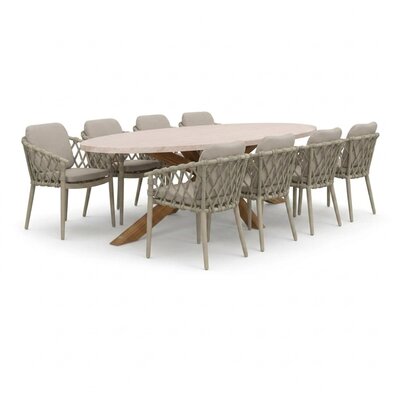 Lorento/Cleveland beige dining tuinset | 8 personen | polystone + aluminium | 280cm ovaal