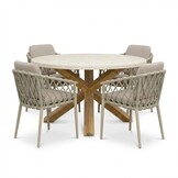 Lucy/Cleveland beige dining tuinset | 4 personen | polystone + aluminium | 135cm rond