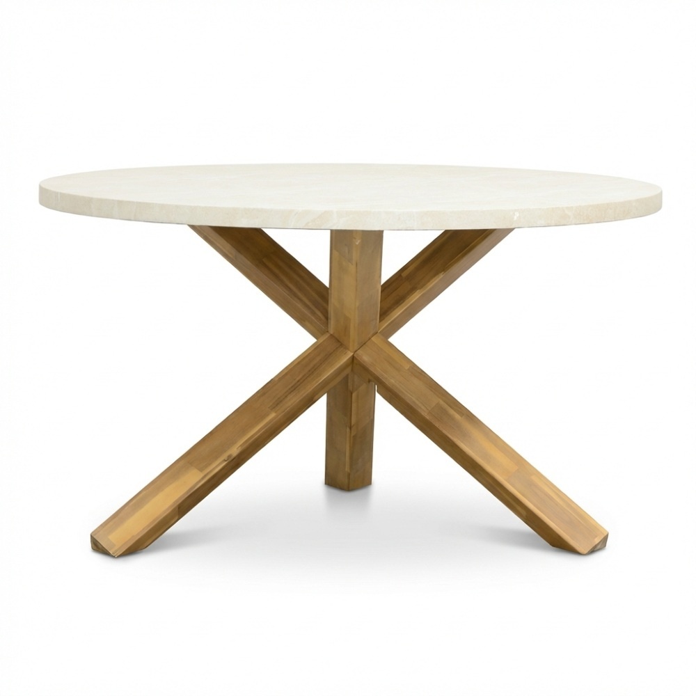 Lucy/Cleveland beige dining tuinset | 4 personen | polystone + aluminium | 135cm rond