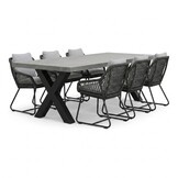 Lyon betonlook/Portofino Stone Grey dining tuinset | 6 personen | polystone + touw | 250cm