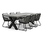 BUITEN living Lyon betonlook/Portofino Stone Grey dining tuinset | 6 personen | polystone + touw | 250cm