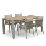 Manhattan/Calgary beige dining tuinset | 4 personen | polywood + touw | 180cm