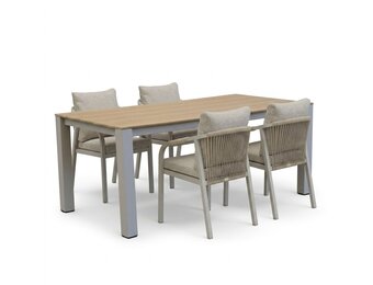 Manhattan/Calgary beige dining tuinset | 4 personen | polywood + touw | 180cm