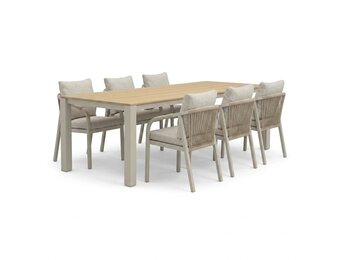 Manhattan/Calgary beige dining tuinset | 6 personen | polywood + touw | 240cm