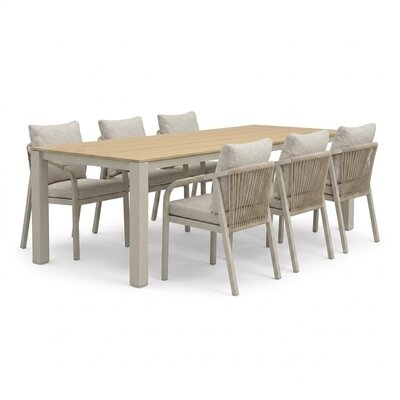 Manhattan/Calgary beige dining tuinset | 6 personen | polywood + touw | 240cm