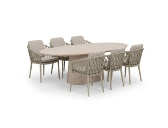 Max/Cleveland beige dining tuinset | 6 personen | polystone + aluminium | 240cm ovaal