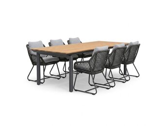 Montana/Portofino Stone Grey dining tuinset | 6 personen | aluminium + touw | 240x100cm