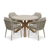 Nancy/Cleveland beige dining tuinset | 4 personen | polystone + aluminium | Ø135cm rond