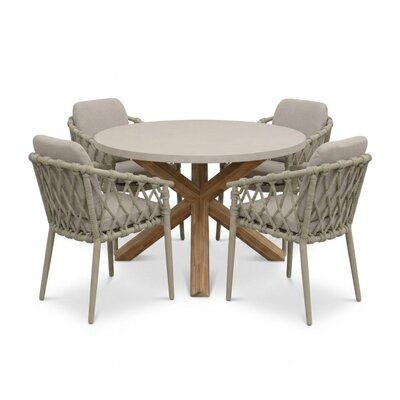 Nancy/Cleveland beige dining tuinset | 4 personen | polystone + aluminium | Ø135cm rond
