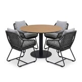 Panama/Portofino Stone Grey dining tuinset | 4 personen | polywood + touw | 120cm rond