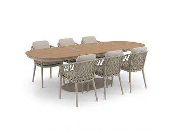 Panama/Cleveland beige dining tuinset | 6 personen | polywood + aluminium | 260cm Deens ovaal