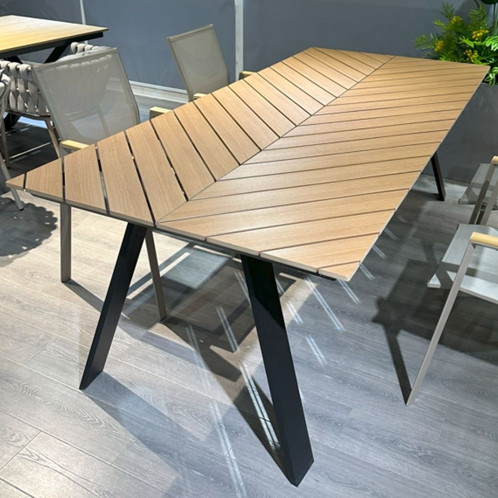 Sofia/Femke beige/antraciet dining tuinset | 4 personen | polywood + touw | 220cm