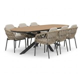 Texas/Femke beige/antraciet dining tuinset | 6 personen | polywood + touw | 260cm
