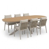 Texas/Calgary beige dining tuinset | 6 personen | polywood + touw | 260cm Deens ovaal