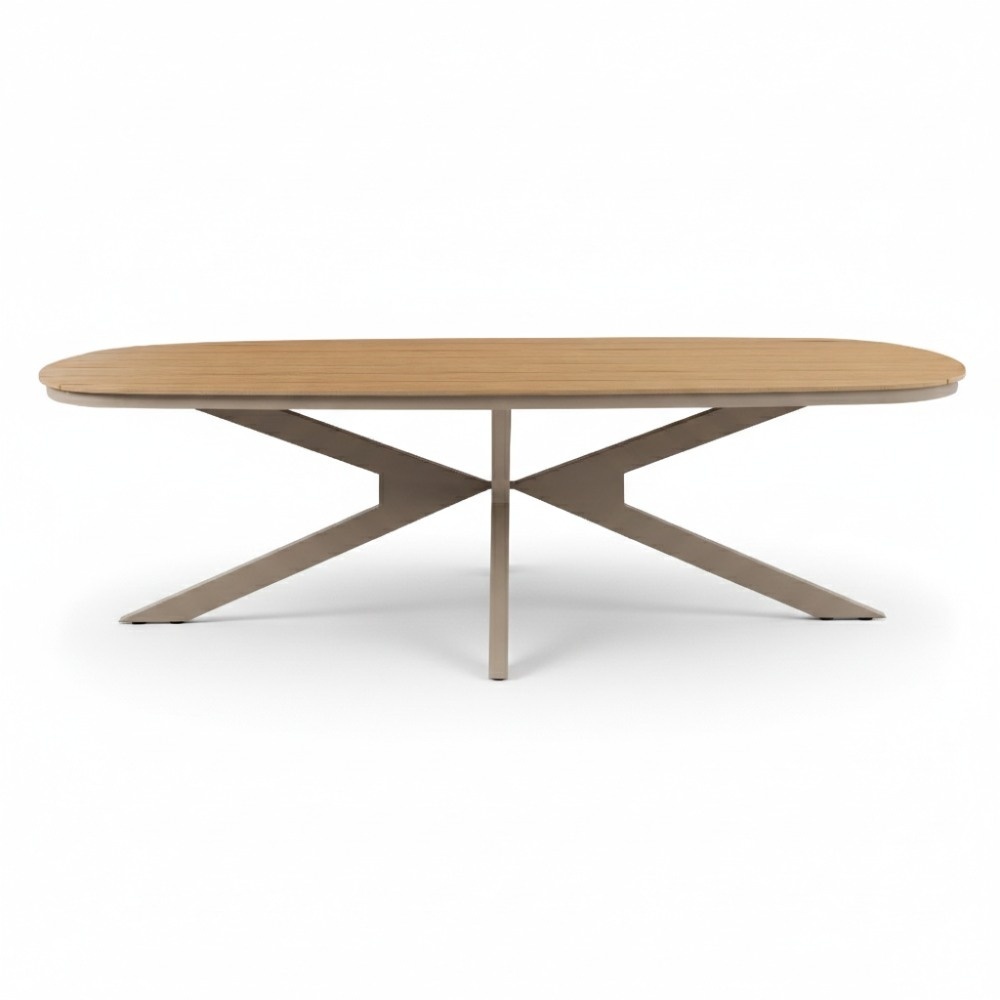 Texas/Calgary beige dining tuinset | 6 personen | polywood + touw | 260cm Deens ovaal