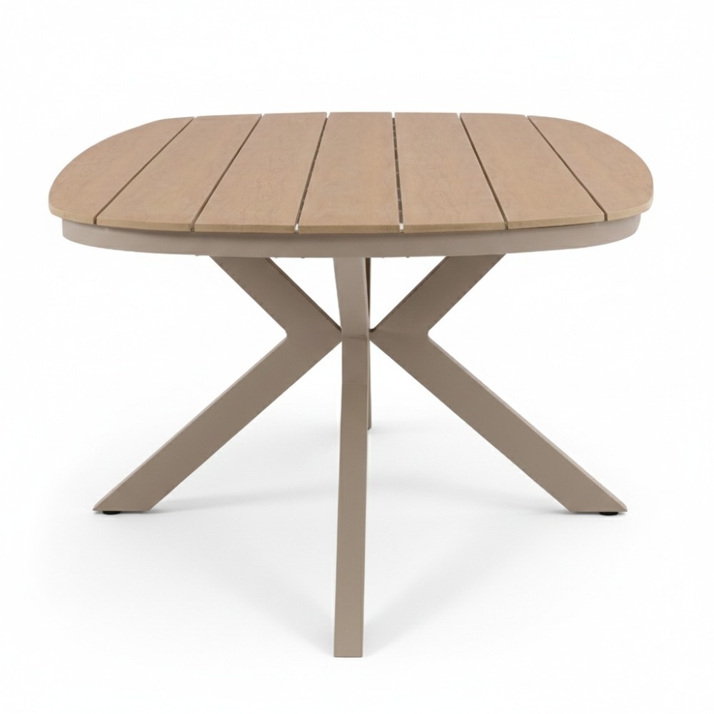 Texas/Calgary beige dining tuinset | 6 personen | polywood + touw | 260cm Deens ovaal