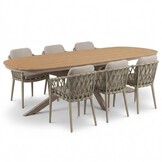 Texas/Cleveland beige dining tuinset | 6 personen | polywood + aluminium | 260cm Deens ovaal