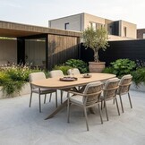 Texas/Cleveland beige dining tuinset | 6 personen | polywood + aluminium | 260cm Deens ovaal