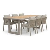 Annecy/Calgary beige dining tuinset | 6 personen | teakhout + touw | 227cm