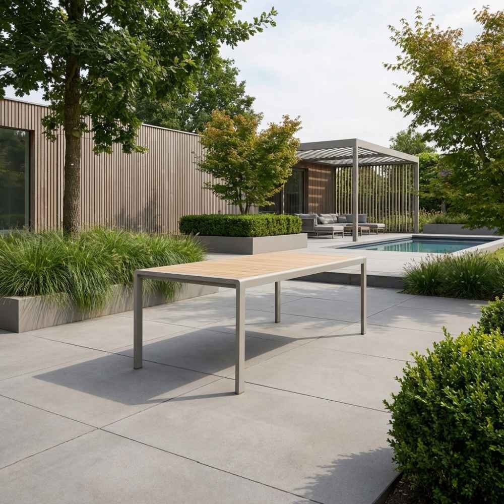 Annecy/Calgary beige dining tuinset | 6 personen | teakhout + touw | 227cm