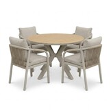 Calgary beige dining tuinset | 4 personen | polywood + touw | 120cm rond