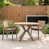 Calgary beige dining tuinset | 4 personen | polywood + touw | 120cm rond