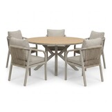 Calgary beige dining tuinset | 5 personen | polywood + touw | 144cm rond