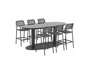 Orlando/Denver antraciet barset | 6 personen | staal + touw | 180cm
