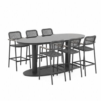 Orlando/Denver antraciet barset | 6 personen | staal + touw | 180cm