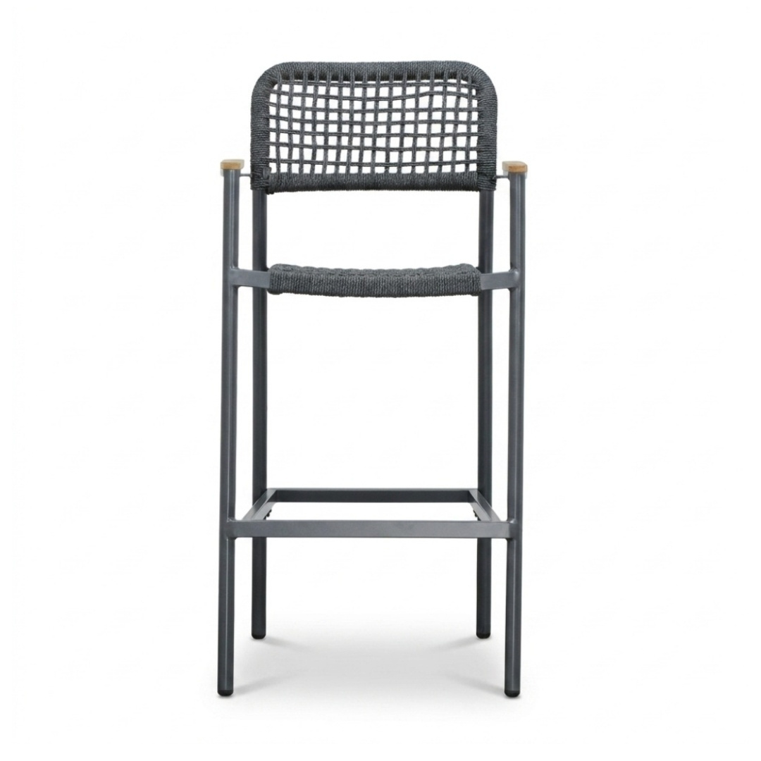 Orlando/Denver antraciet dining tuinset | 6 personen | staal + touw | 180cm