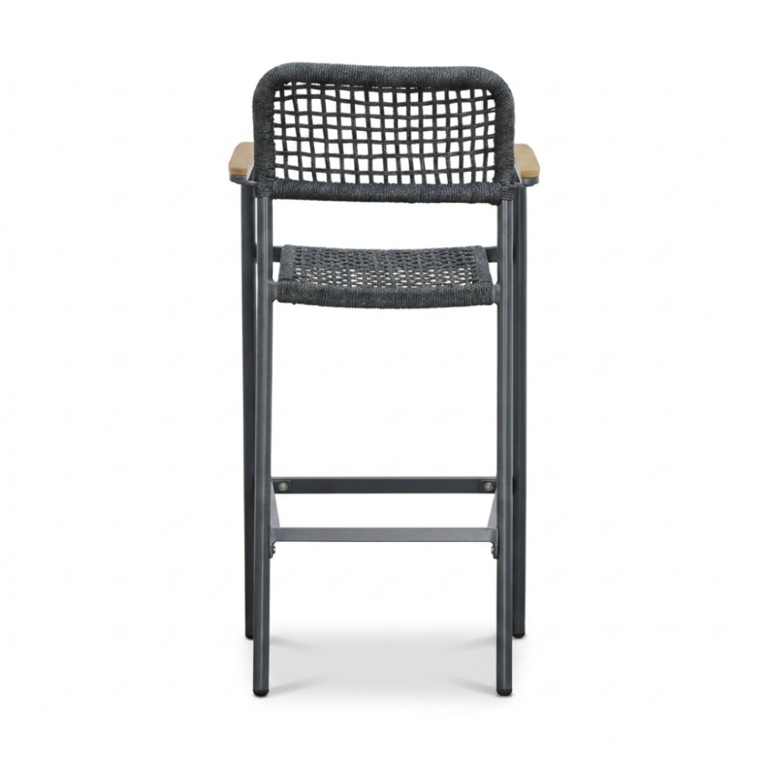 Orlando/Denver antraciet dining tuinset | 6 personen | staal + touw | 180cm