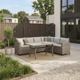 Stockholm dining loungeset 6 personen | wicker | zand | 3-delig - 245x169cm