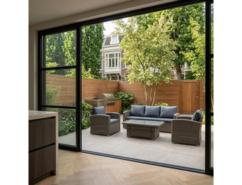 Malibu stoel-bank loungeset met verstelbare tafel 5 personen | wicker + polywood | Ash Grey | 4-delig