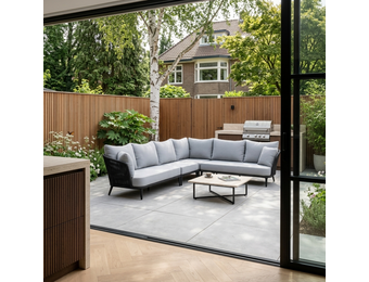 Palermo hoek loungeset 5 personen incl. tussenelement | aluminium + touw | Stone Grey | 4-delig