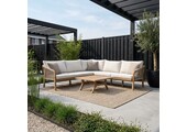 Bergamo hoek loungeset 6 personen | touw + hardhout | zand | 4-delig - 230x230cm